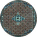 Round Machine Washable Persian Light Blue Traditional Rug, wshtr1628lblu