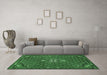 Machine Washable Persian Emerald Green Traditional Area Rugs in a Living Room,, wshtr1628emgrn