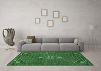 Machine Washable Persian Emerald Green Traditional Rug, wshtr1628emgrn