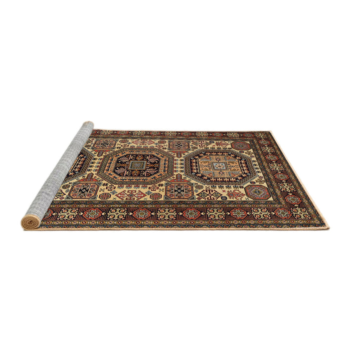 Sideview of Machine Washable Traditional Bakers Brown Rug, wshtr1629