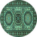 Round Machine Washable Persian Turquoise Traditional Area Rugs, wshtr1629turq