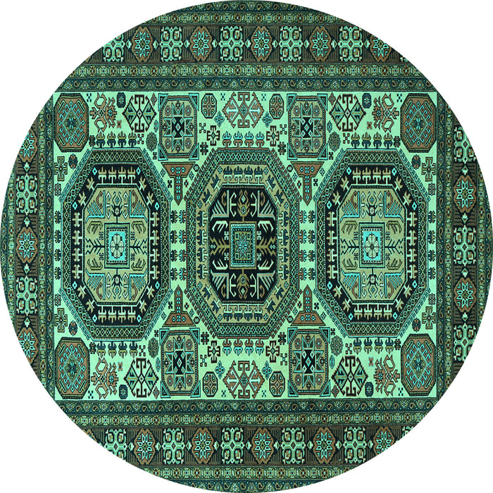 Round Persian Turquoise Traditional Rug, tr1629turq