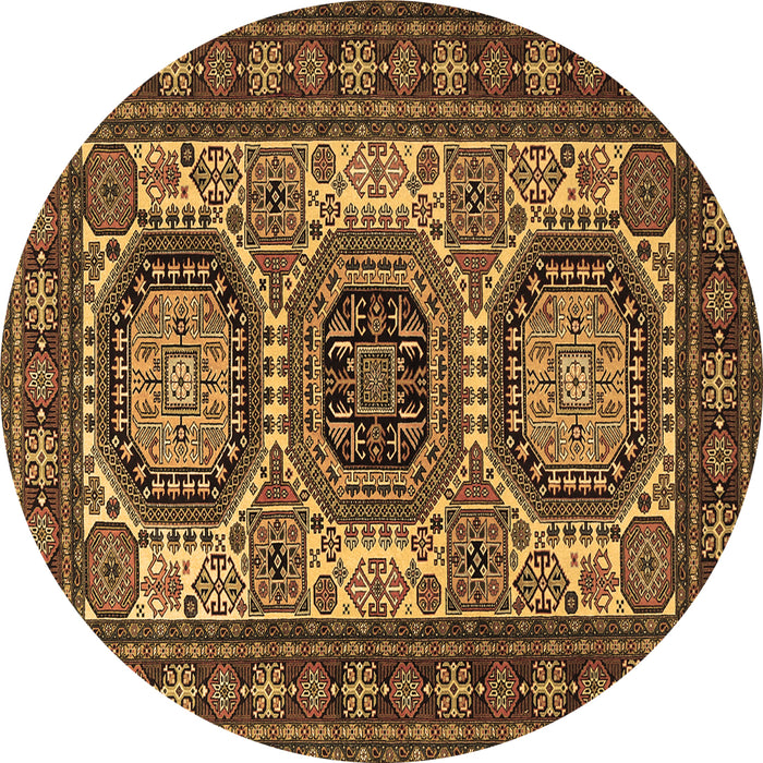 Round Persian Brown Traditional Rug, tr1629brn