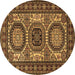 Round Persian Brown Traditional Rug, tr1629brn