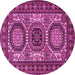 Round Machine Washable Persian Pink Traditional Rug, wshtr1629pnk