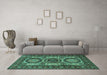 Machine Washable Persian Turquoise Traditional Area Rugs in a Living Room,, wshtr1629turq