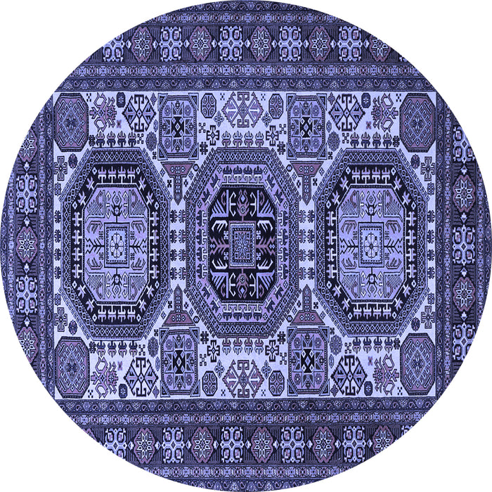 Round Persian Blue Traditional Rug, tr1629blu