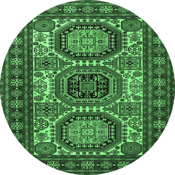 Round Persian Emerald Green Traditional Rug, tr1629emgrn