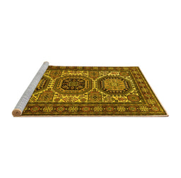 Sideview of Machine Washable Persian Yellow Traditional Rug, wshtr1629yw