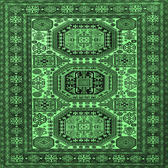 Square Machine Washable Persian Emerald Green Traditional Area Rugs, wshtr1629emgrn