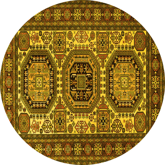 Round Persian Yellow Traditional Rug, tr1629yw