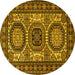 Round Machine Washable Persian Yellow Traditional Rug, wshtr1629yw