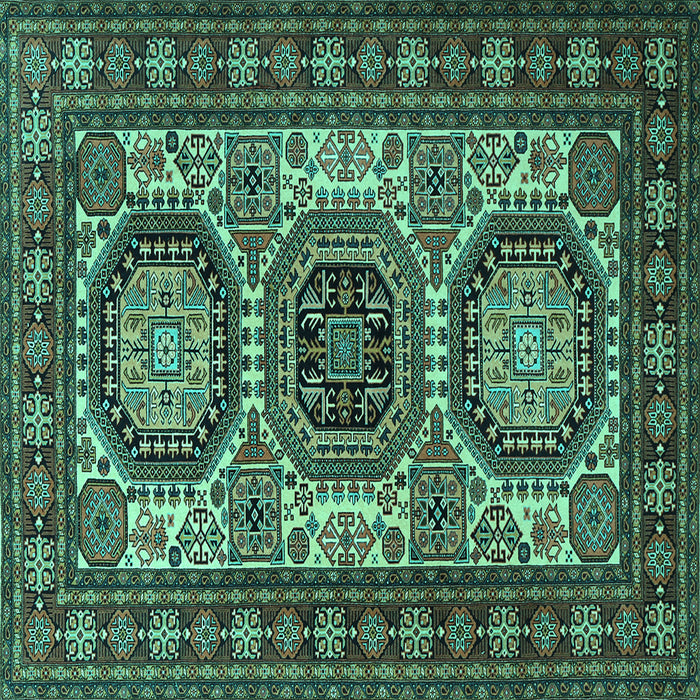 Square Machine Washable Persian Turquoise Traditional Area Rugs, wshtr1629turq