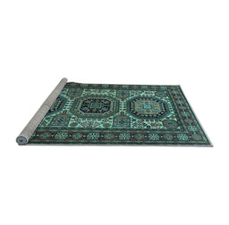 Sideview of Machine Washable Persian Light Blue Traditional Rug, wshtr1629lblu