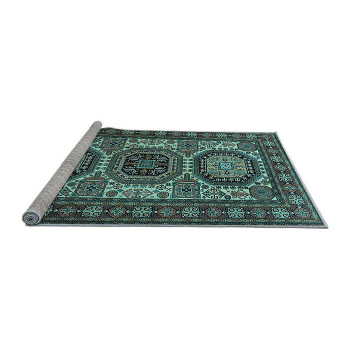 Sideview of Machine Washable Persian Light Blue Traditional Rug, wshtr1629lblu