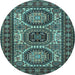 Round Machine Washable Persian Light Blue Traditional Rug, wshtr1629lblu