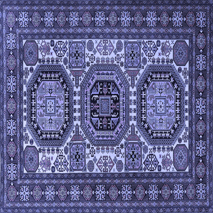 Square Machine Washable Persian Blue Traditional Rug, wshtr1629blu