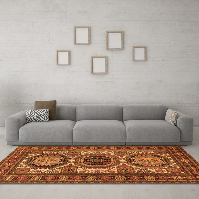 Machine Washable Persian Orange Traditional Area Rugs in a Living Room, wshtr1629org