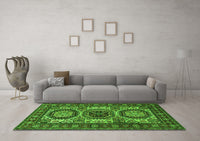 Machine Washable Persian Green Traditional Rug, wshtr1629grn