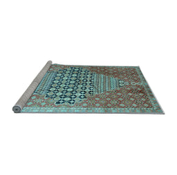Sideview of Machine Washable Persian Light Blue Traditional Rug, wshtr162lblu