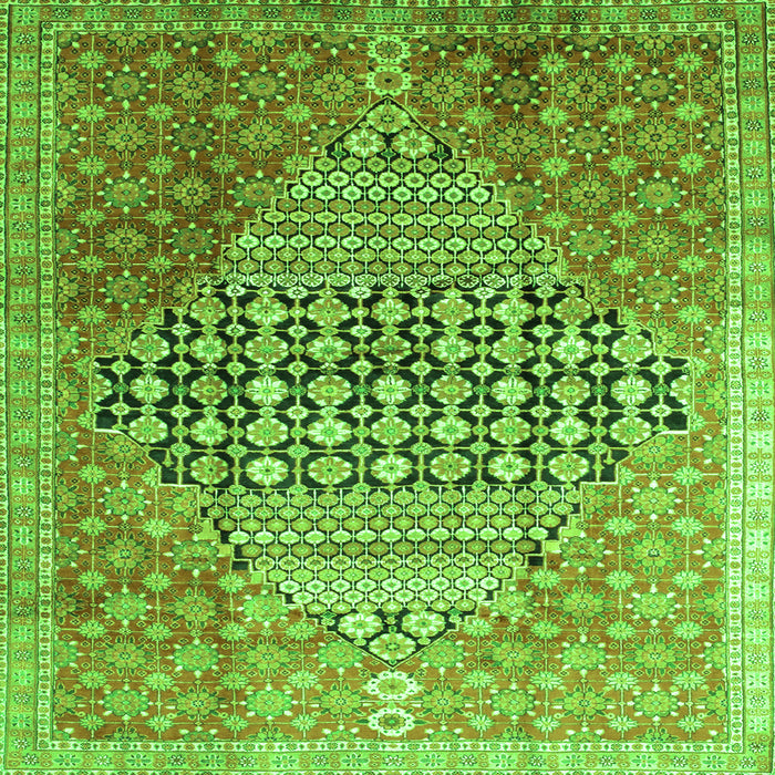 Round Machine Washable Persian Green Traditional Area Rugs, wshtr162grn