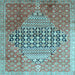 Square Machine Washable Persian Light Blue Traditional Rug, wshtr162lblu