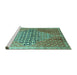 Sideview of Machine Washable Persian Turquoise Traditional Area Rugs, wshtr162turq