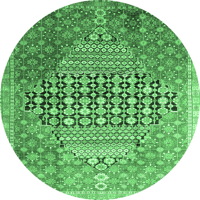 Round Persian Emerald Green Traditional Rug, tr162emgrn