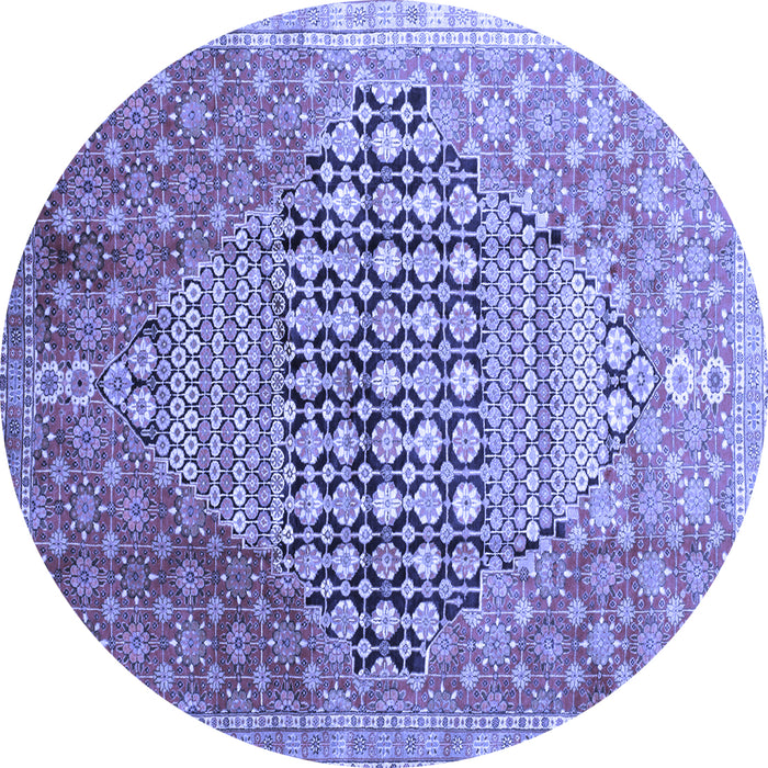 Round Machine Washable Persian Blue Traditional Rug, wshtr162blu