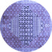 Round Machine Washable Persian Blue Traditional Rug, wshtr162blu