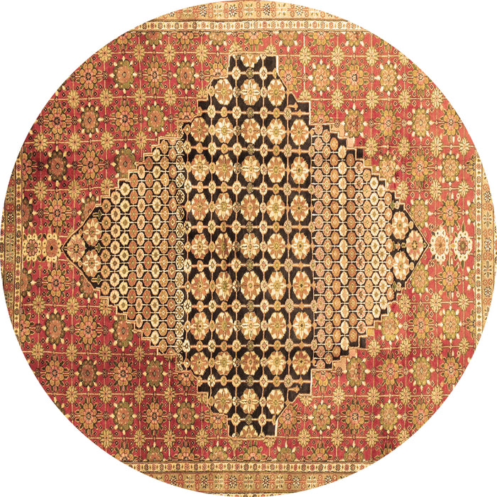 Round Persian Brown Traditional Rug, tr162brn