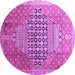 Round Machine Washable Persian Purple Traditional Area Rugs, wshtr162pur