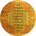 Round Machine Washable Persian Yellow Traditional Rug, wshtr162yw