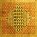 Square Machine Washable Persian Yellow Traditional Rug, wshtr162yw