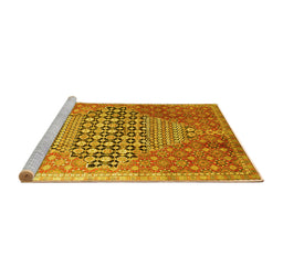 Sideview of Machine Washable Persian Yellow Traditional Rug, wshtr162yw