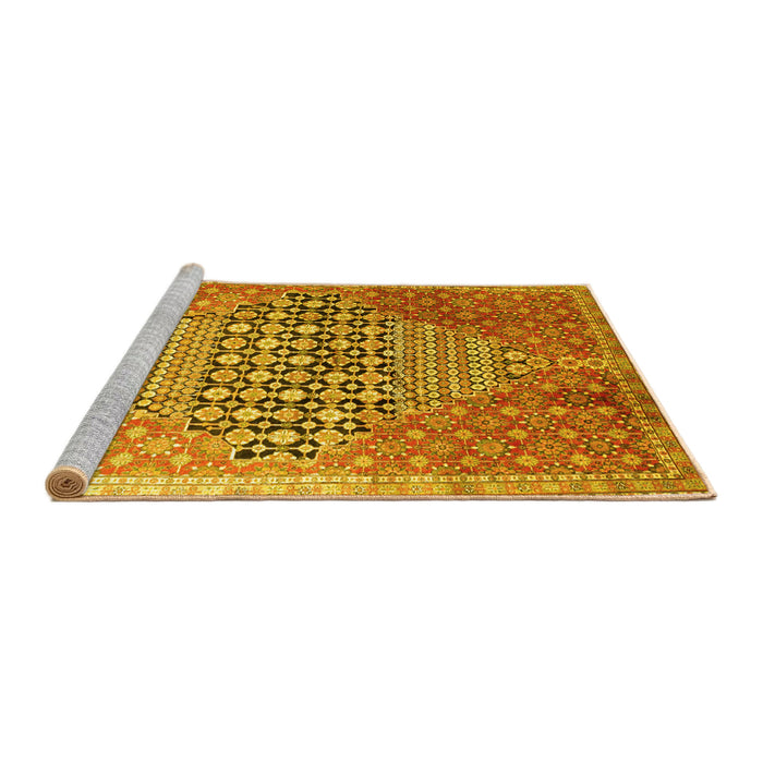 Sideview of Machine Washable Persian Yellow Traditional Rug, wshtr162yw