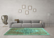 Machine Washable Persian Turquoise Traditional Area Rugs in a Living Room,, wshtr162turq