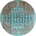 Round Persian Light Blue Traditional Rug, tr162lblu