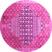 Round Machine Washable Persian Pink Traditional Rug, wshtr162pnk