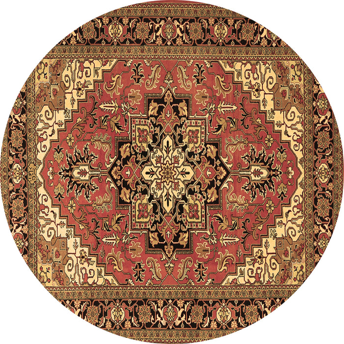 Round Machine Washable Persian Brown Traditional Rug, wshtr1630brn