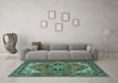 Machine Washable Persian Turquoise Traditional Area Rugs in a Living Room,, wshtr1630turq