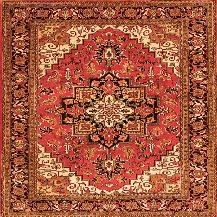 Round Machine Washable Persian Orange Traditional Area Rugs, wshtr1630org