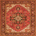 Round Machine Washable Persian Orange Traditional Area Rugs, wshtr1630org