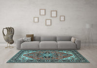 Machine Washable Persian Light Blue Traditional Rug, wshtr1630lblu