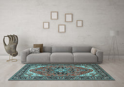 Machine Washable Persian Light Blue Traditional Rug in a Living Room, wshtr1630lblu