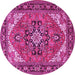 Round Machine Washable Persian Pink Traditional Rug, wshtr1630pnk