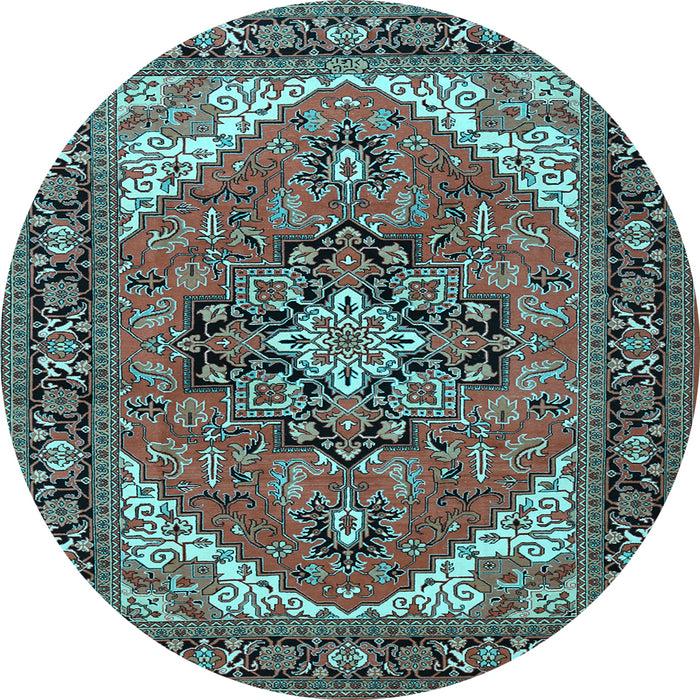 Round Machine Washable Persian Light Blue Traditional Rug, wshtr1630lblu