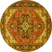 Round Machine Washable Persian Yellow Traditional Rug, wshtr1630yw