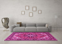 Machine Washable Persian Pink Traditional Rug, wshtr1630pnk