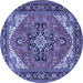 Round Machine Washable Persian Blue Traditional Rug, wshtr1630blu